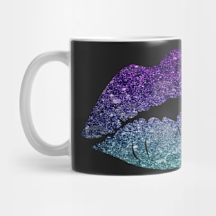 Teal Purple Ombre Faux Glitter Lips Mug